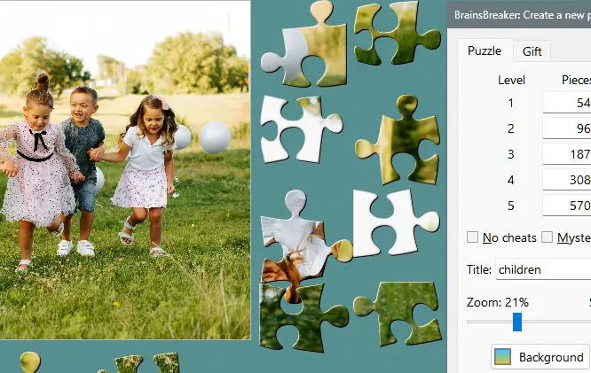 Create jigsaw puzzles from photos feature screenshot
